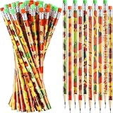 Fall Pencil Thanksgiving Assortment Wood Pencils Autumn Cylinder Funny Pencils Maple Leaf Turkey Pumpkin Decorative Pencils Party Pencils for Kids School Supplies Autumn Gift, 10 Styles (50 Pcs)