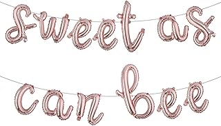 Sweet As Can Bee Balloons Baby Shower Banner Mommy to Bee/Bee Gender Reveal/Bee Welcome Baby Theme Party Birthday Supplies Decoration (L Sweet AS CAN BEE Rose Gold)