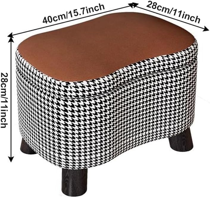 Storage Ottoman with Removable Cover,Soft Foot Rest Stool Upholstered Padded Seat with Large Storage Space,Shoes Changing Stool for Living Room Entryway (Beige)