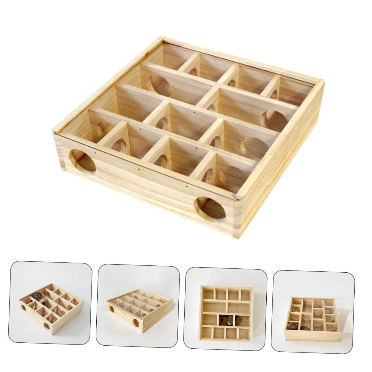 Gadpiparty Holz Hamsterlabyrinth Haustierzubehör mit Wippe und Kauspielzeug Fördert Gesundes Wachstum und Verhindert Übergewicht für Kleintiere im Haushalt