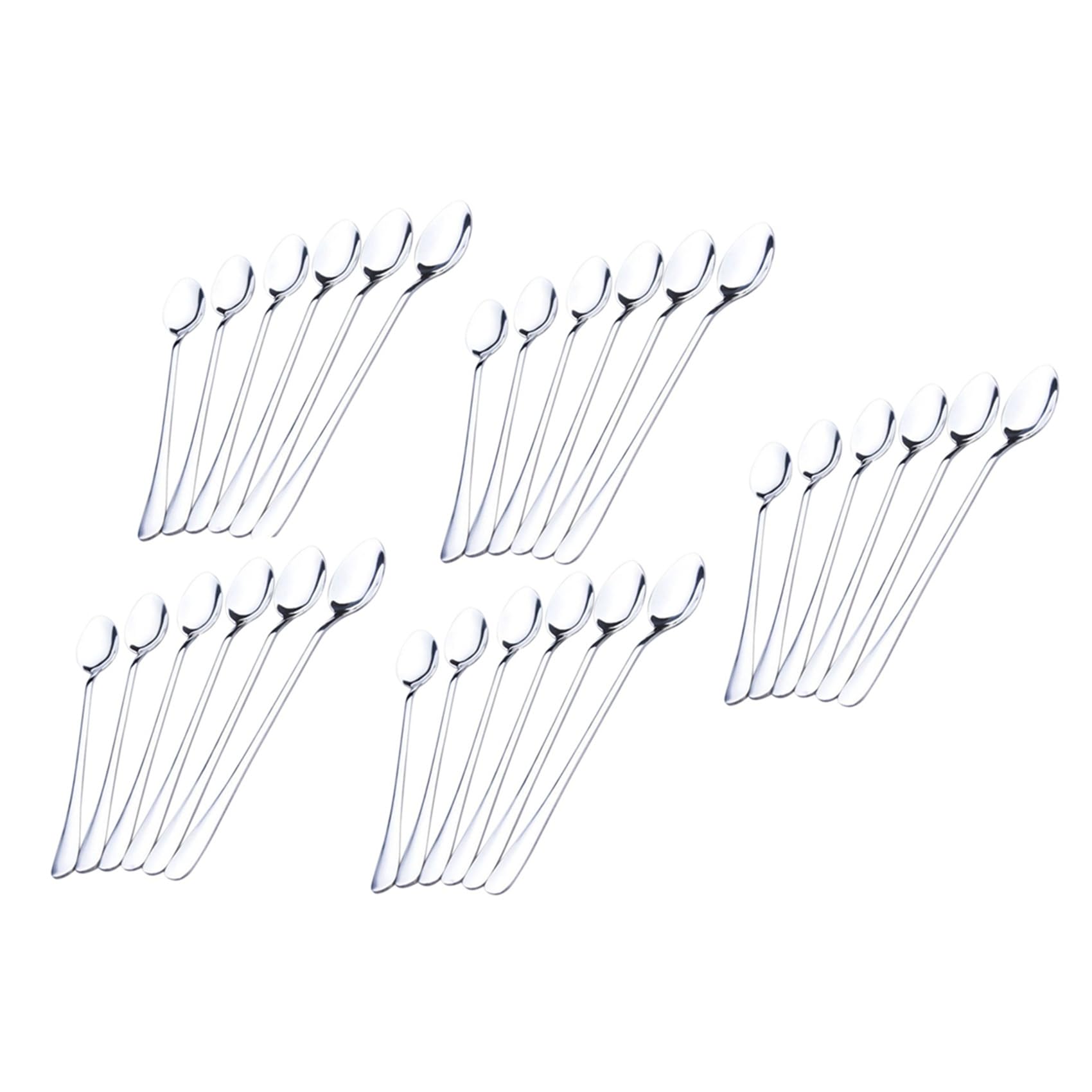 Cuillères à café long manche acier inoxydable couverts pour thé et glace 30 Pcs