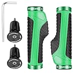 TOPCABIN Ergonomic Bicycle Grips - Widen Holding Rubber Handlebar Grips with Aluminum LockGrips for Mountain & Road Bikes (Knife Style, Green/Black, 1 Pair)
