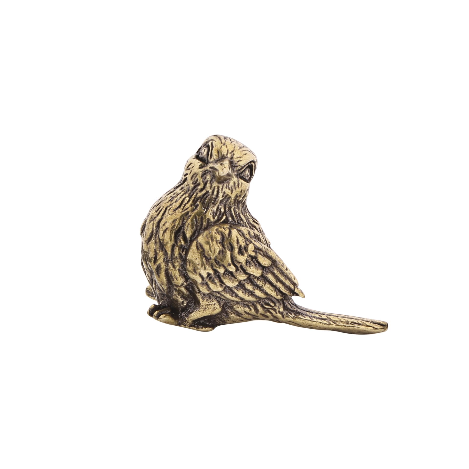NGDFGR Brass Interesting Simulation Animal Sparrow Miniature Statue,Metal Bird Office Stress Relief Sculpture Desktop Ornament Home Bonsai Micro Landscape Decr Accessories