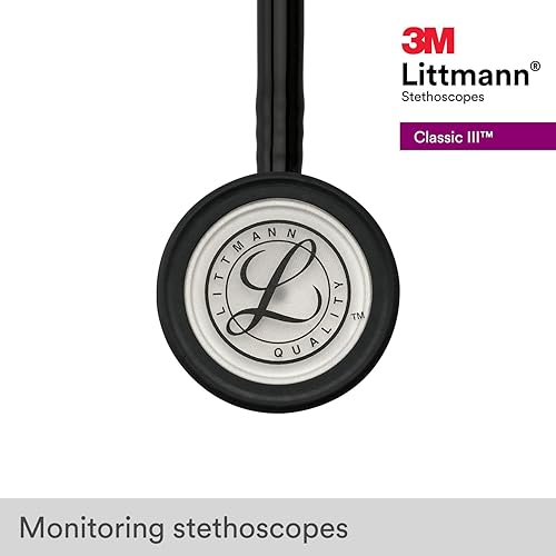Vista 80 de 3M Littmann Classic III - Estetoscopio de monitoreo 5622, 2 veces más volumen*, menos peso**, campana de acero inoxidable, 27 pulgadas, tubo azul