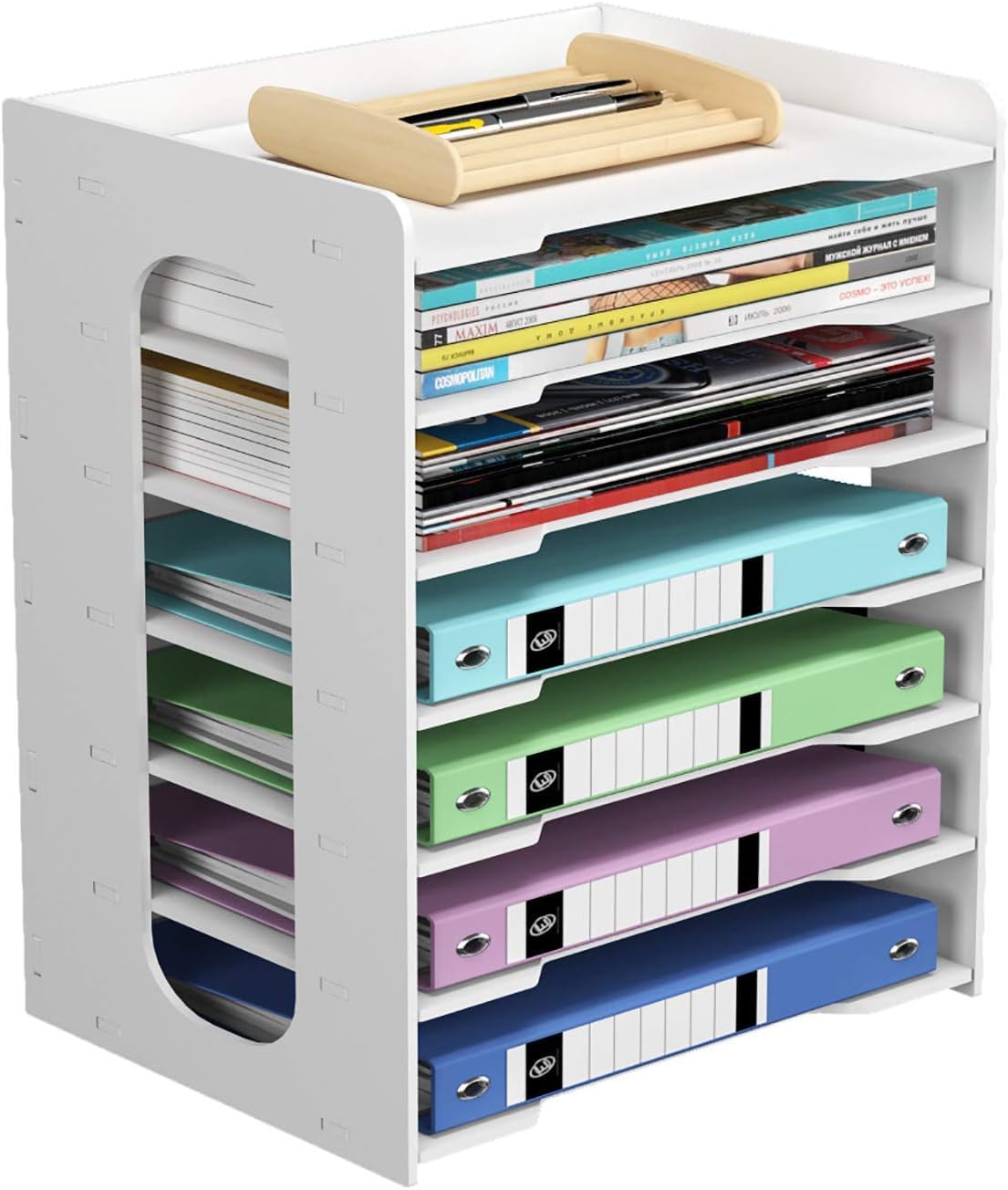 PUNCIA A4 Dokumentenablage 7 Ablagefächer aus PVC Briefablage Papierablage | Schreibtisch Datai Organizer Ablagesystem Aktenaufbewahrung Dokumentenhalter für Büro Arbeitszimmer Schule Office