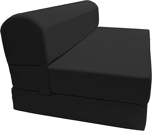 D&D Futon Furniture. Cama plegable de espuma para silla, sofá estudio, colchón de espuma plegable para invitados (6 x 48 x 72 pulgadas, negro)