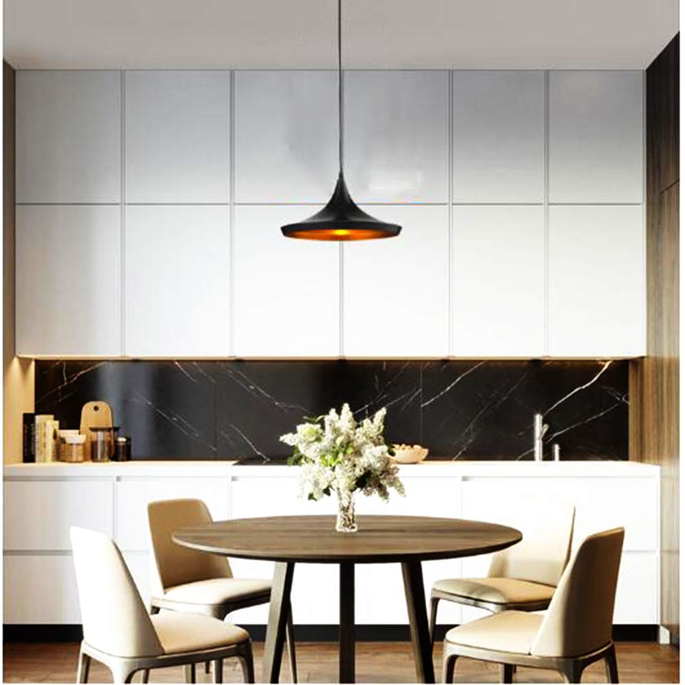 Hängelampe Vintage Industrial Design Schwarz Gold Ø36cm E27 verstellbar Pendelleuchte Esstisch Küche Pendellampe Esszimmer Hotel/Gastronomie Bar wohn-essbereich