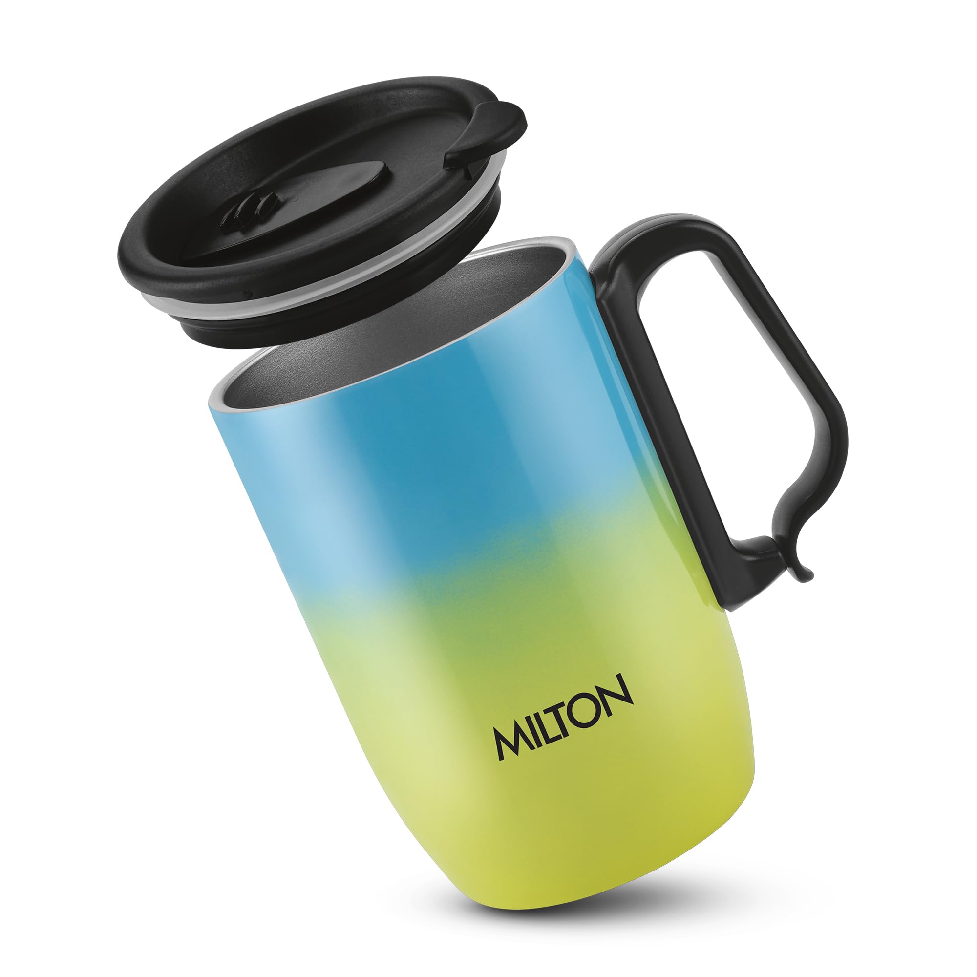 MILTON Horizon Coffee Mug 350 Double Walled Non - Insulated | 350 ml Inner Stainless Steel Tea Mug with Lid & Handle | Hot & Cold | Travel Tea Cup | Black Coffee | Tea Cup Single | Blue & Neon-image-49