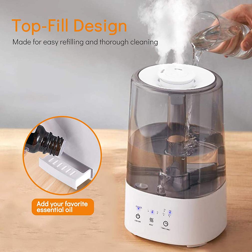 ZKHD Humidificador 3.5L, Niebla fría, humidificador ultrasónico, difusor de Aroma, humidificador de Aire, Relleno Superior, Apagado automático, Salida Ajustable