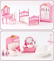 Vista 2 de 35 piezas de set de accesorios para muebles de casa de muñecas en miniatura, muebles pequeños para casa de muñecas, muebles en miniatura para casa