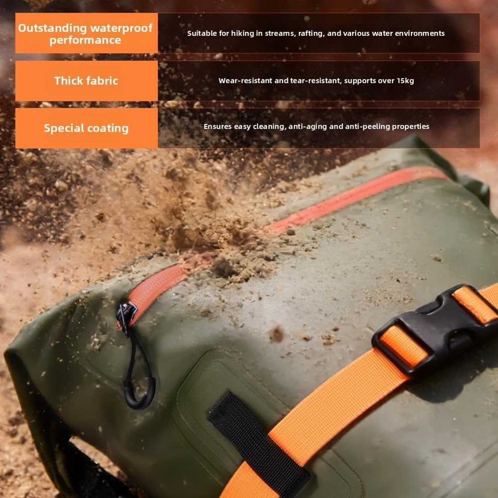 Mochila de PVC de 35 L con construcción impermeable para senderismo, camping, montañismo, ciclismo y salidas a la playa (B)