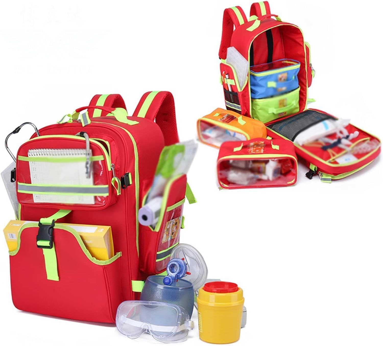 Bolsa De Emergencia para Traumatismos, Bolsa Médica, Mochila De Emergencia, Compartimentos Múltiples para Exteriores para Escalada Senderismo Acampar Botiquin De Primeros Auxilios