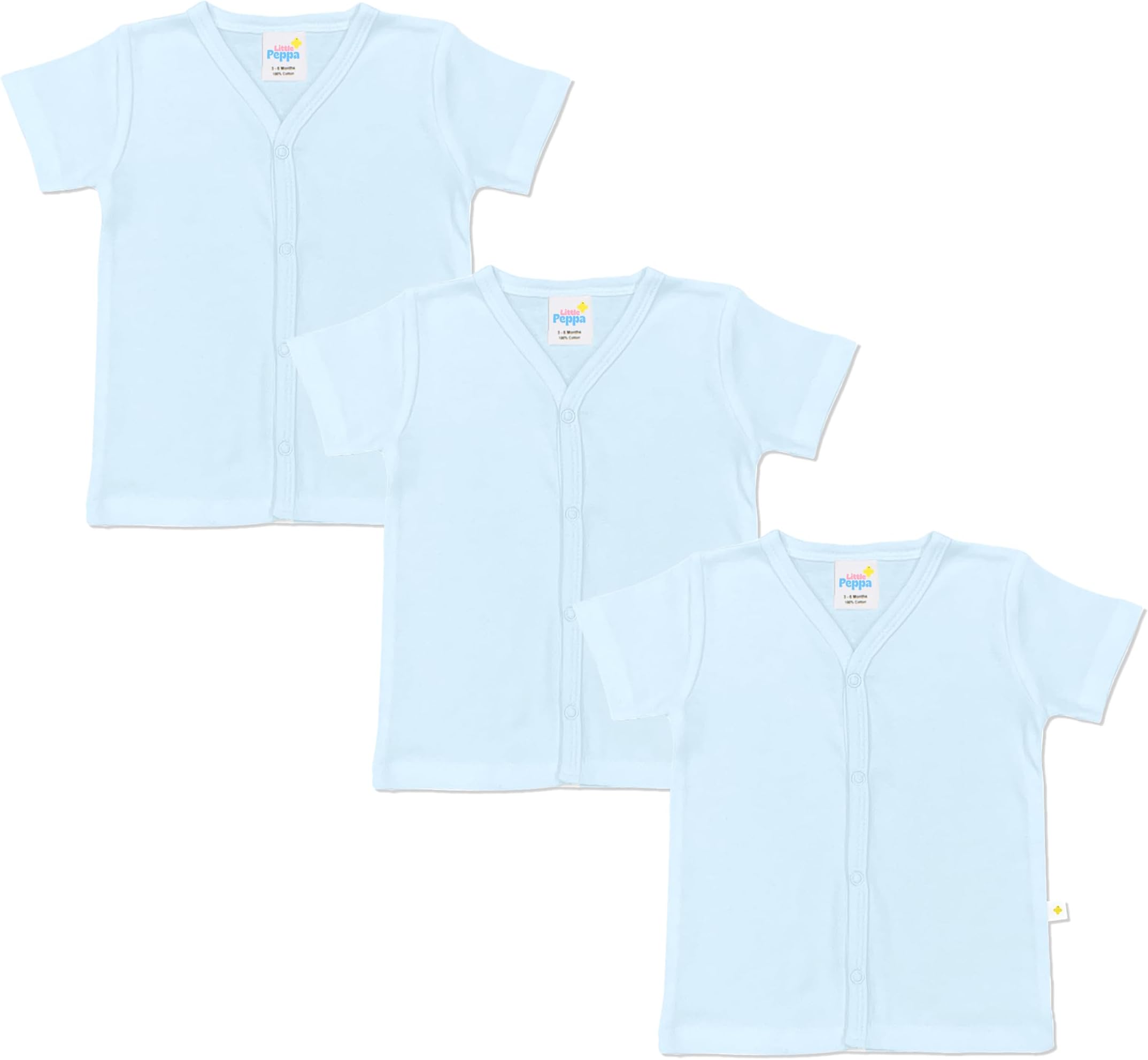 Little Peppa100% Cotton New-Born Baby Boy/Girl/Unisex Half-Sleeve Jabla/Front-Open T-Shirt [Pack of 3 Pieces]