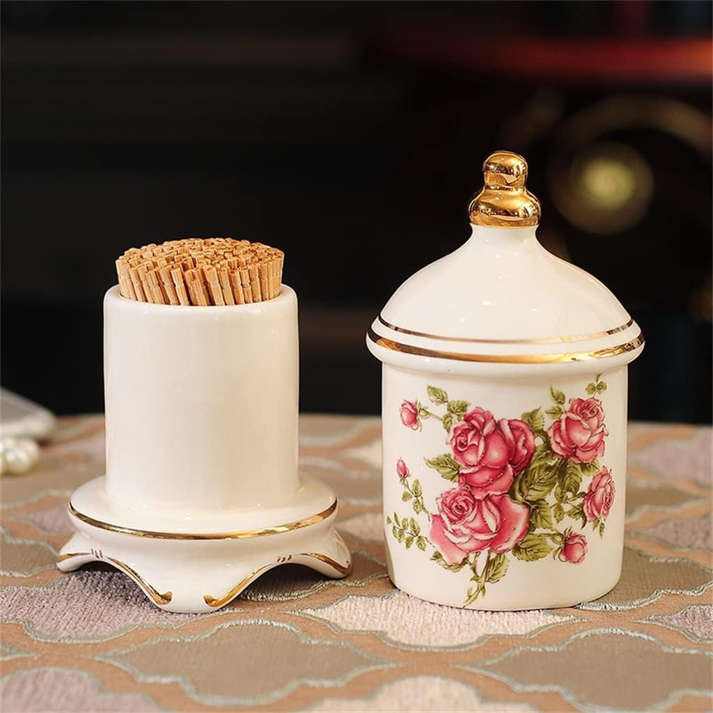 Ceramic Toothpick Holder Portable Bathroom Cotton Swab Storage Organizer Desktop Kitchen (Color : B, Size : As the picture shows)