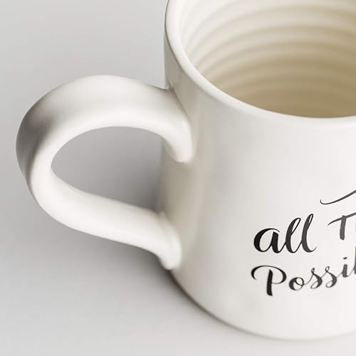 Miniatura 4 de DaySpring - All Things Possible - Taza inspiradora de cerámica lanzada a mano (71456)