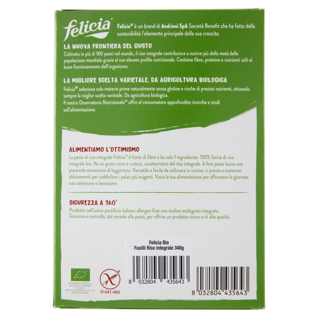 Italian Gourmet Pasta Fusilli di Riso Integrale Bio glutenfrei 14 x 340g | Mit 100% Vollkornreis aus italienischer Lieferkette, senza lattosio, Gesamtnettogewicht 4,76 kg + Kostenlos Polpa 400g