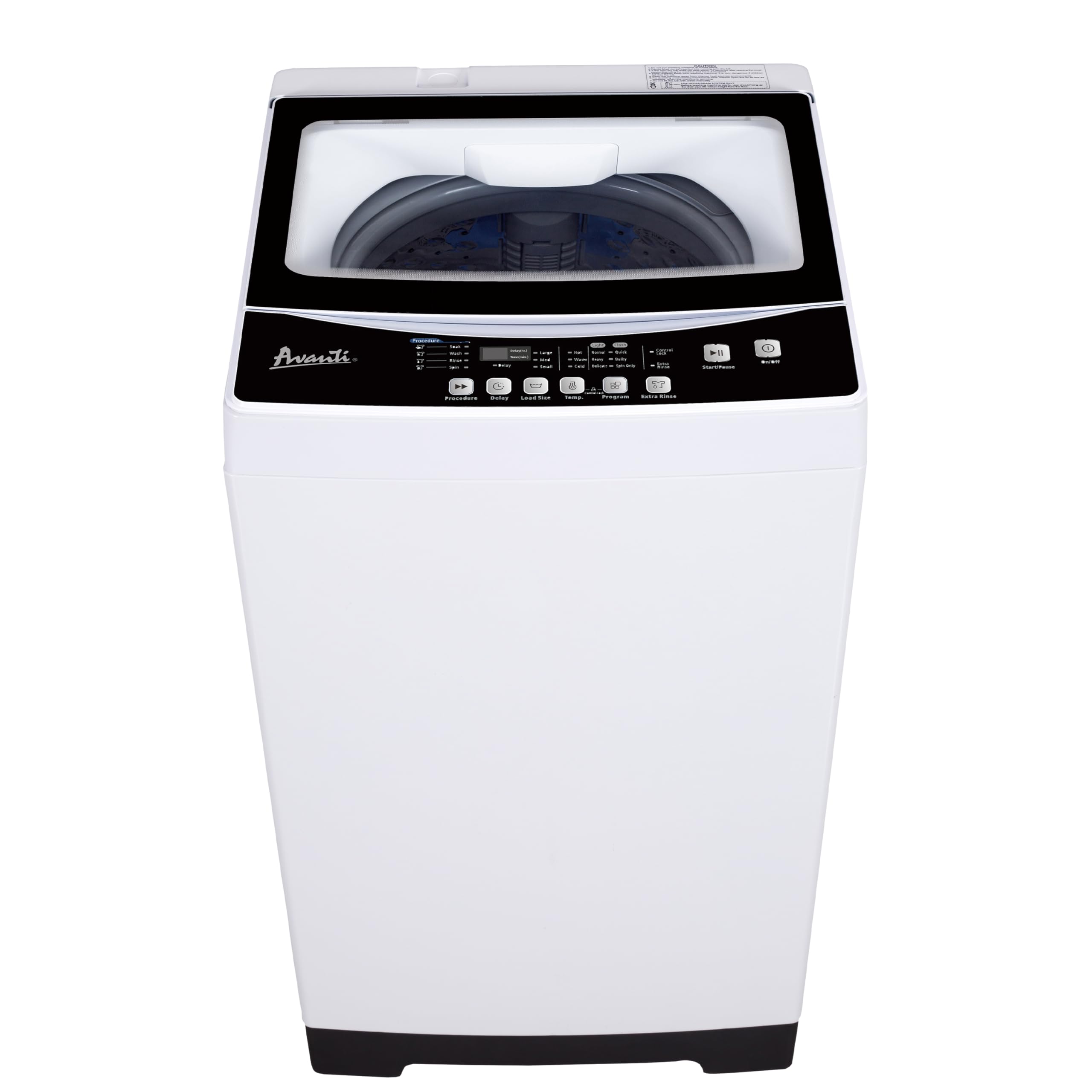 Lavadora portátil Avanti STW16D0W de 1,7 pies cúbicos de capacidad, carga superior con entradas de agua fría y caliente, 6 ciclos, compacta para apartamentos, dormitorios y casas rodantes, color blanco