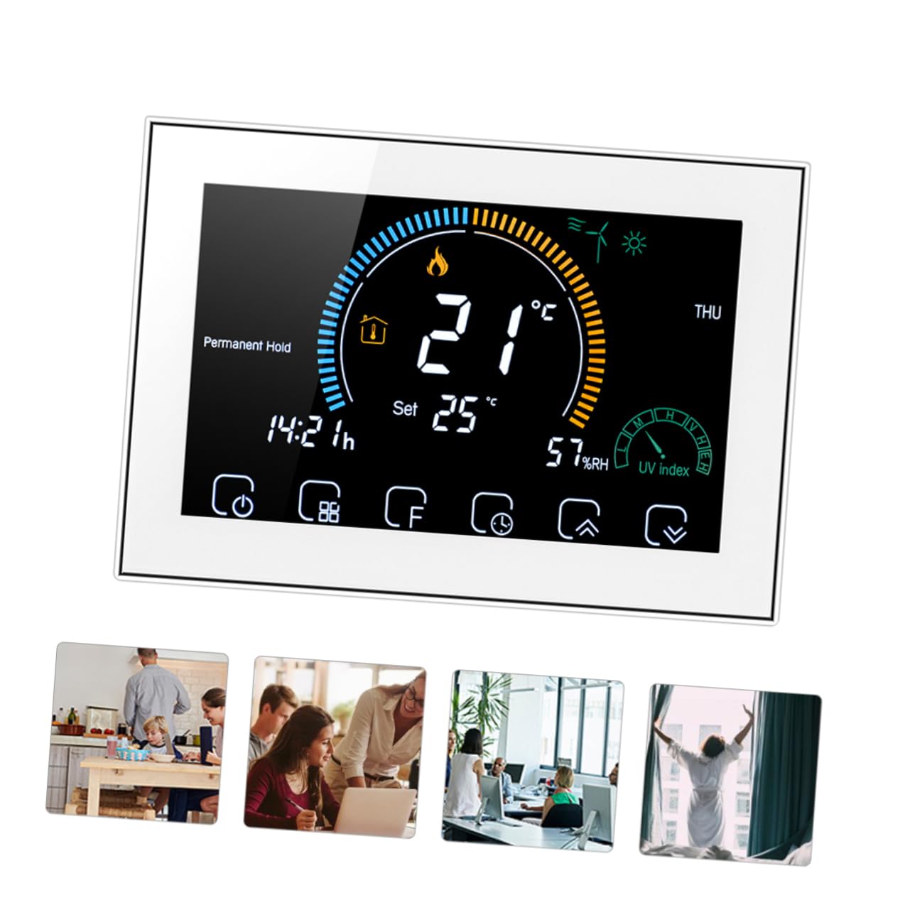 Artibetter Termostato Digitale Intelligente Per Riscaldamento Pavimento Schermo Lcd e Pulsante Touch Facile Da Leggere Buio Realizzato Materiali Resistenti Per Uso Prolungato Display Meteo Te