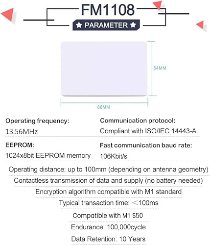 BABIQT 30 Stück RFID Karte M1 Classic 1K NFC Tag S50 Karten Cards 13,56MHz ISO14443A, Leere IC M1 Karte FM1108 1k Weiße Karte Bedruckbar für Ein- und Ausstieg, Entriegelung elektronischer Schlüssel