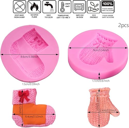 Miniatura 7 de Calcetín de Navidad Forma de Guante Molde de Silicona Pastel Textura Tejer Lana Tejer Fondant Postre Hornear Herramienta de Silicona