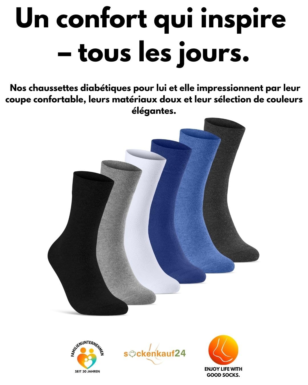 Lot de 10 Paires Chaussettes Diabetiques Homme Femme Coton sans Elastique & sans Couture