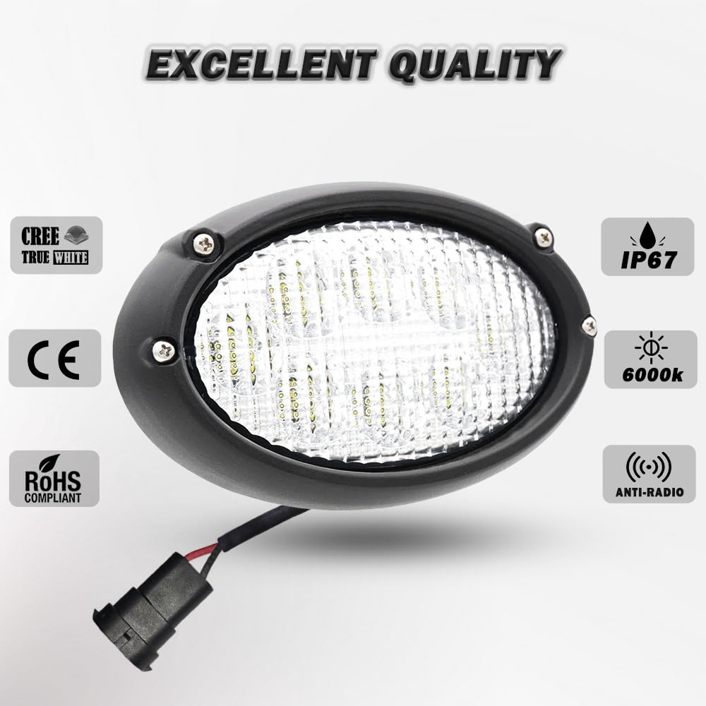 40 Vatios Faros Led Ovalados Tractor 12V 24V 3200lm Con Conector Compatible con Massey Ferguson Fendt Challenger