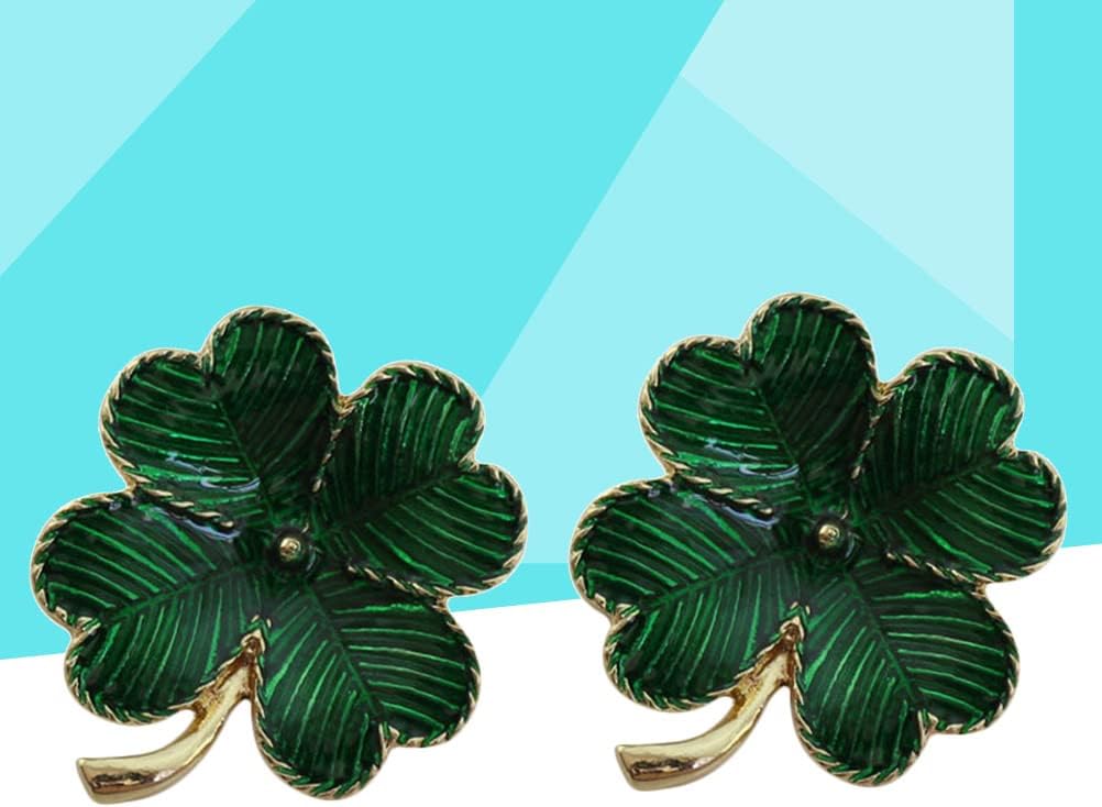 LUOZZY 10Pcs St. Patrick's Day Brooch Pin Four Leaf Clover Lapel Pin Irish Festival Shamrock Pin St. Patricks Day Jewelry Accessory