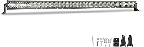 Barra de luz LED de 52 pulgadas, cuádruple fila de 380 W, luz de trabajo LED de inundación, barra de luz LED recta, luces de conducción todoterreno,