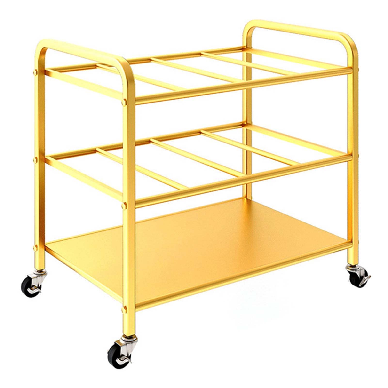Chariot de rangement tapis de yoga avec finition dorée élégante en acier robuste