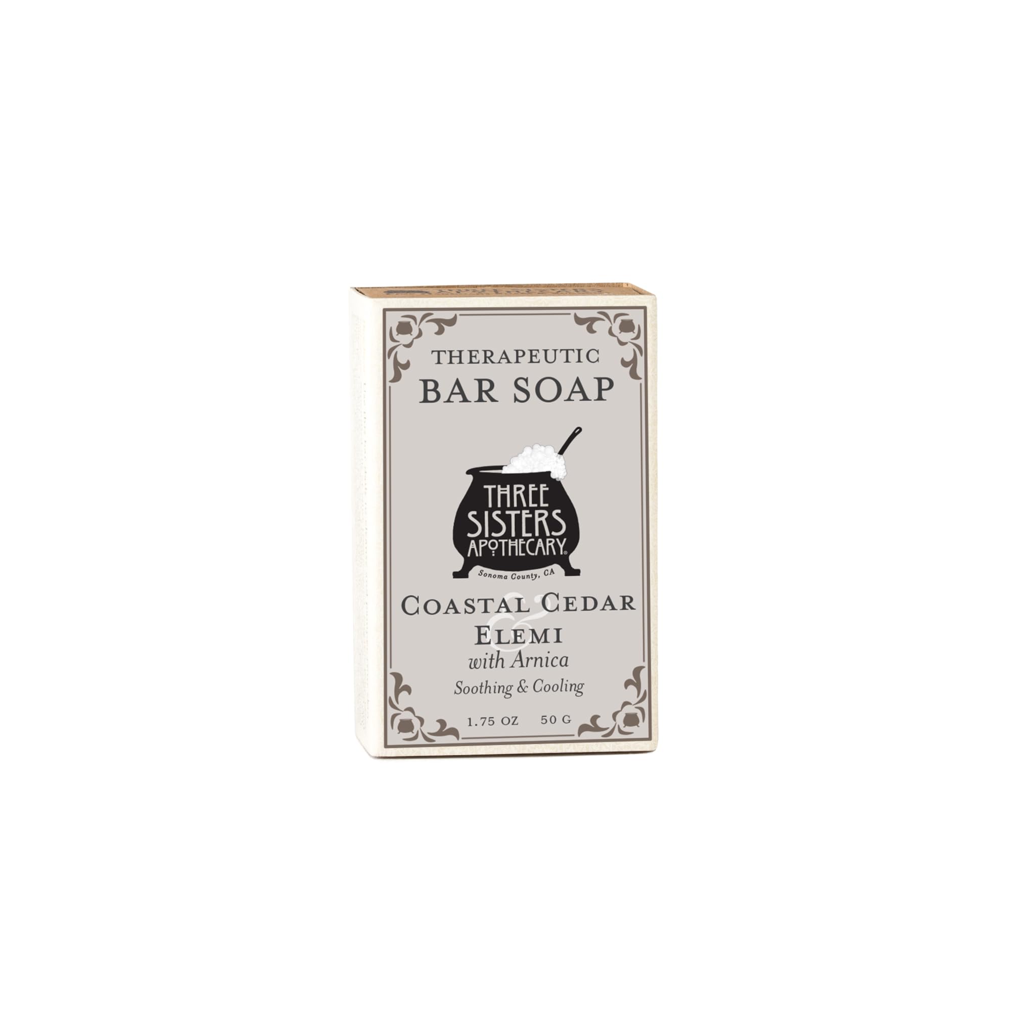 Three Sisters Apothecary 1 75 oz Handcrafted Therapeutic Bar Soap Coastal Cedar