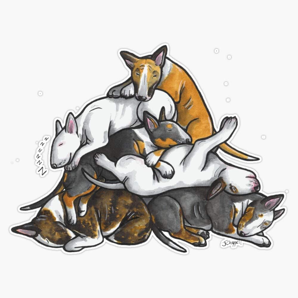 Sleeping Pile of Bull Terriers Vinyl Waterproof Sticker Decal Car Laptop Wall Window Bumper Sticker 5"