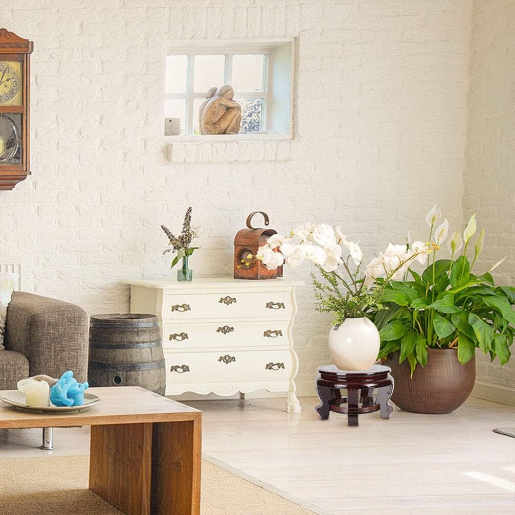 Wood Vase Display Stand, Small Wooden Fishbowl Display Vase Pot Planter Stand, Wooden Stool Plant Indoor 7.8x3.9 Inch Wood for Home Outdoror Garden