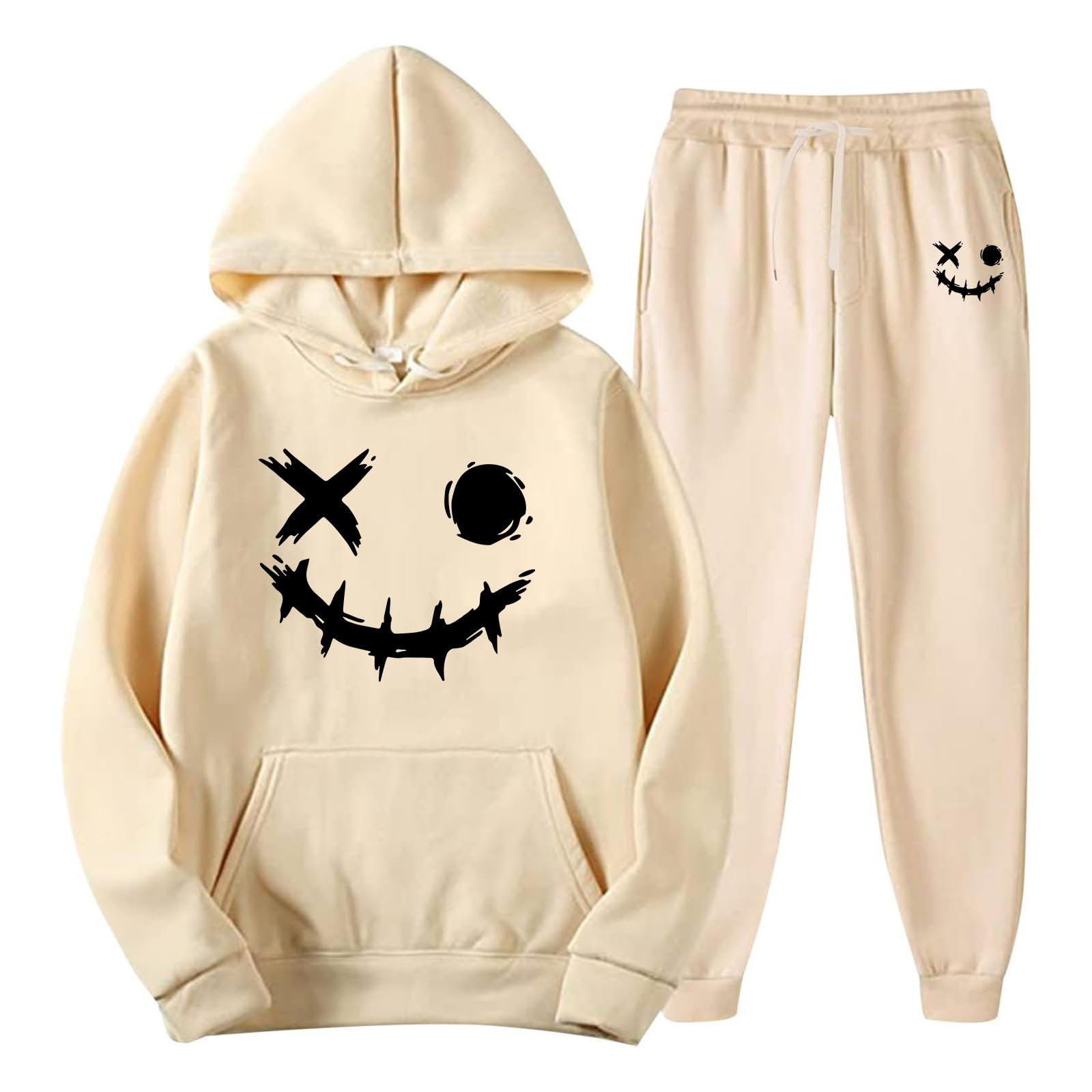 Trainingsanzug Set Herren Damen Horror Tracksuit 2 Teilig Y2k Hoodie und Sporthose Baggy Jogginganzug 2026 Hip Hop Streetwear Sport Freizeitanzug Atmungsaktiv Hausanzug Geschenk Papa Freund