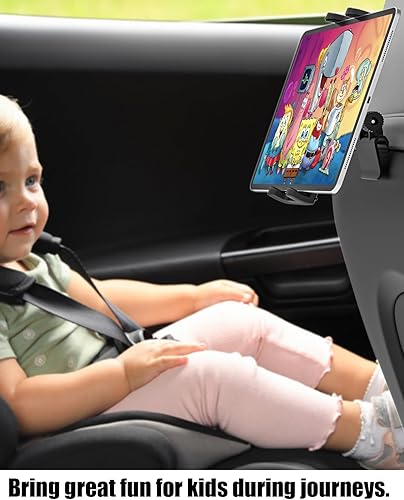 Miniatura 7 de Charchendo Soporte para tablet con reposacabezas Tesla Modelo Y Modelo 3 con cabezal de bola de metal, se adapta a dispositivos de 4 a 13 pulgadas,