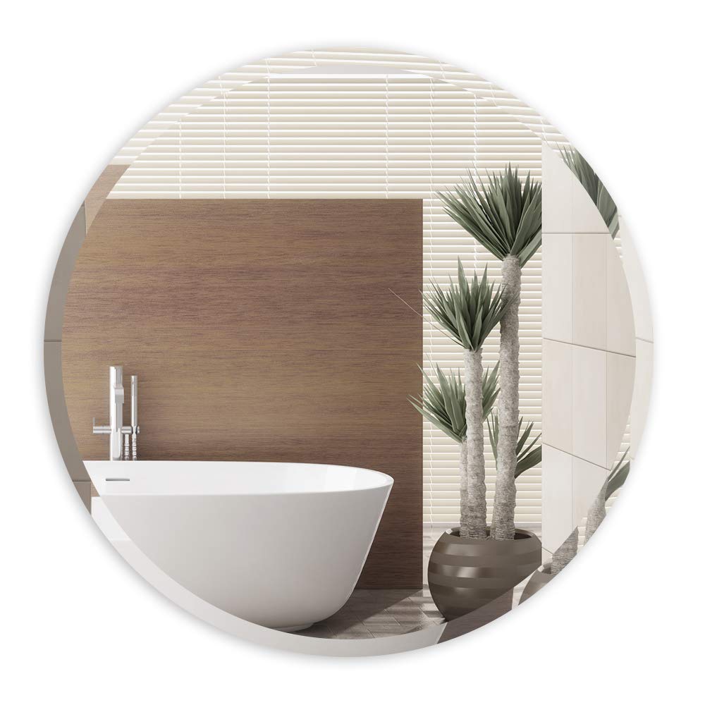 ANYHI Specchio Da Parete Rotondo Senza Cornice 45,7 Cm - Vetro Antideflagrante, Alta Definizione, Per Bagno, Soggiorno, Corridoio, Camera Da Letto