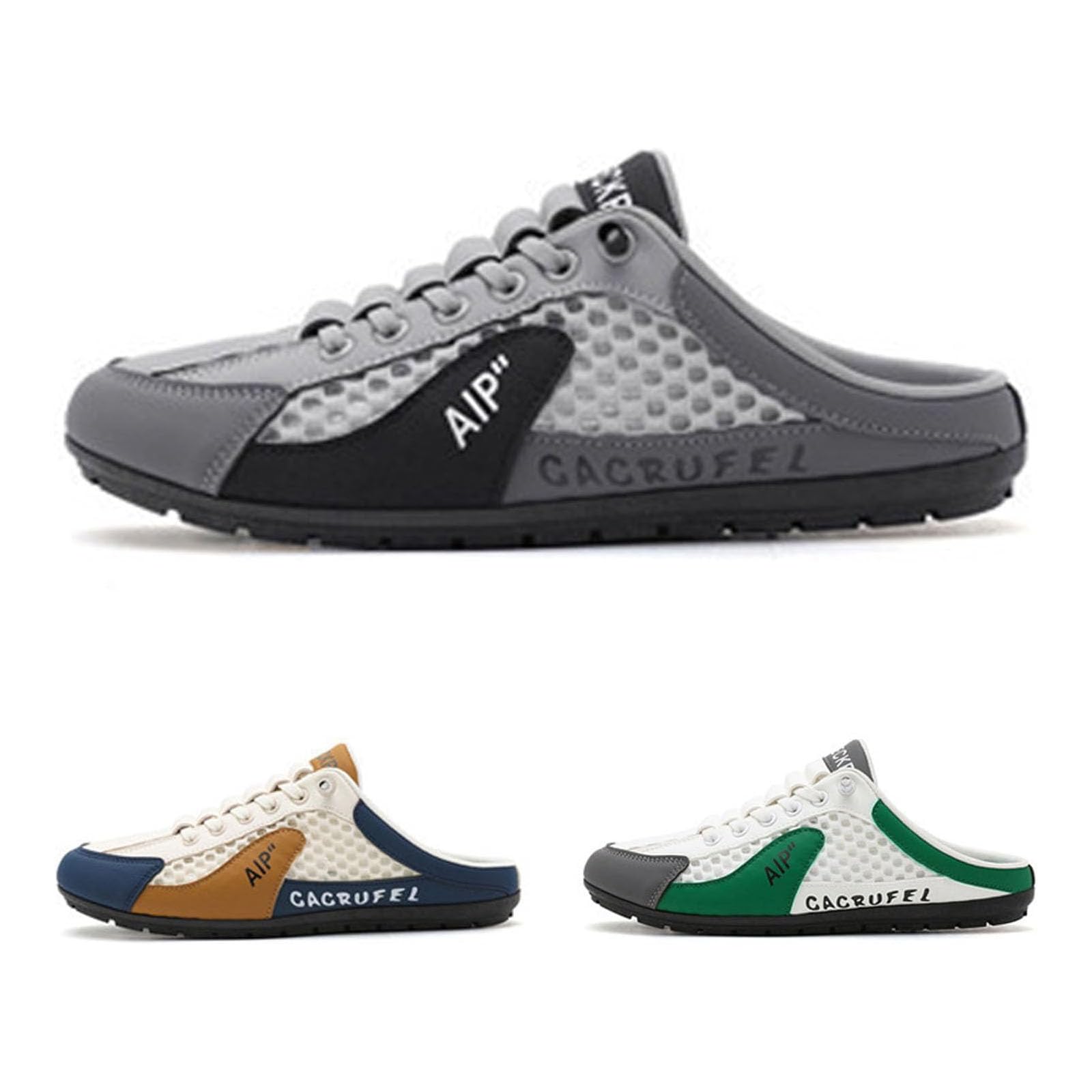 Baskets dos nu à enfiler pour homme - Baskets dos nu à enfiler - Pantoufles en maille respirante - Confortables et décontractées