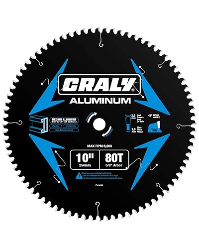 Hoja de sierra circular de corte de metal no ferroso y aluminio de 10 pulgadas, 80 dientes, eje de 58 pulgadas, punta de carburo, corte fino,