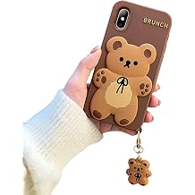 Design for iPhone X & iPhone Xs Case 3D Cartoon Animal Character Soft Silicone Kawaii Girls Women Teenager Shockproof Rubber Cover 2018, 5.8 with Small Bear Pendant
