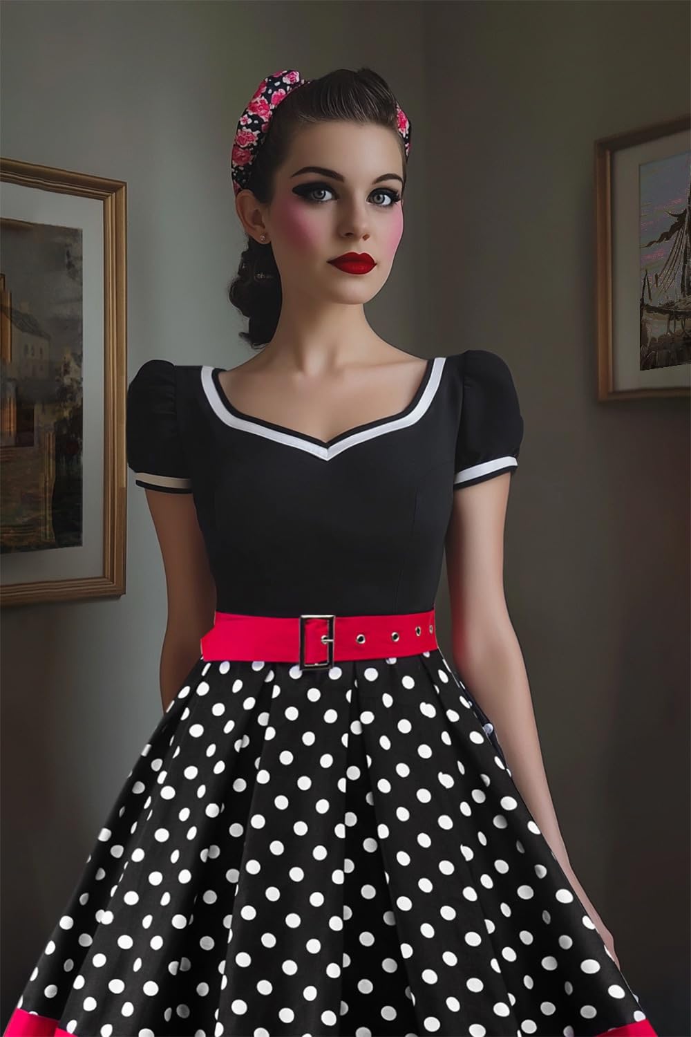 AXOE Femme Robe Vintage Année 50 Pin up Rockabilly Cocktail