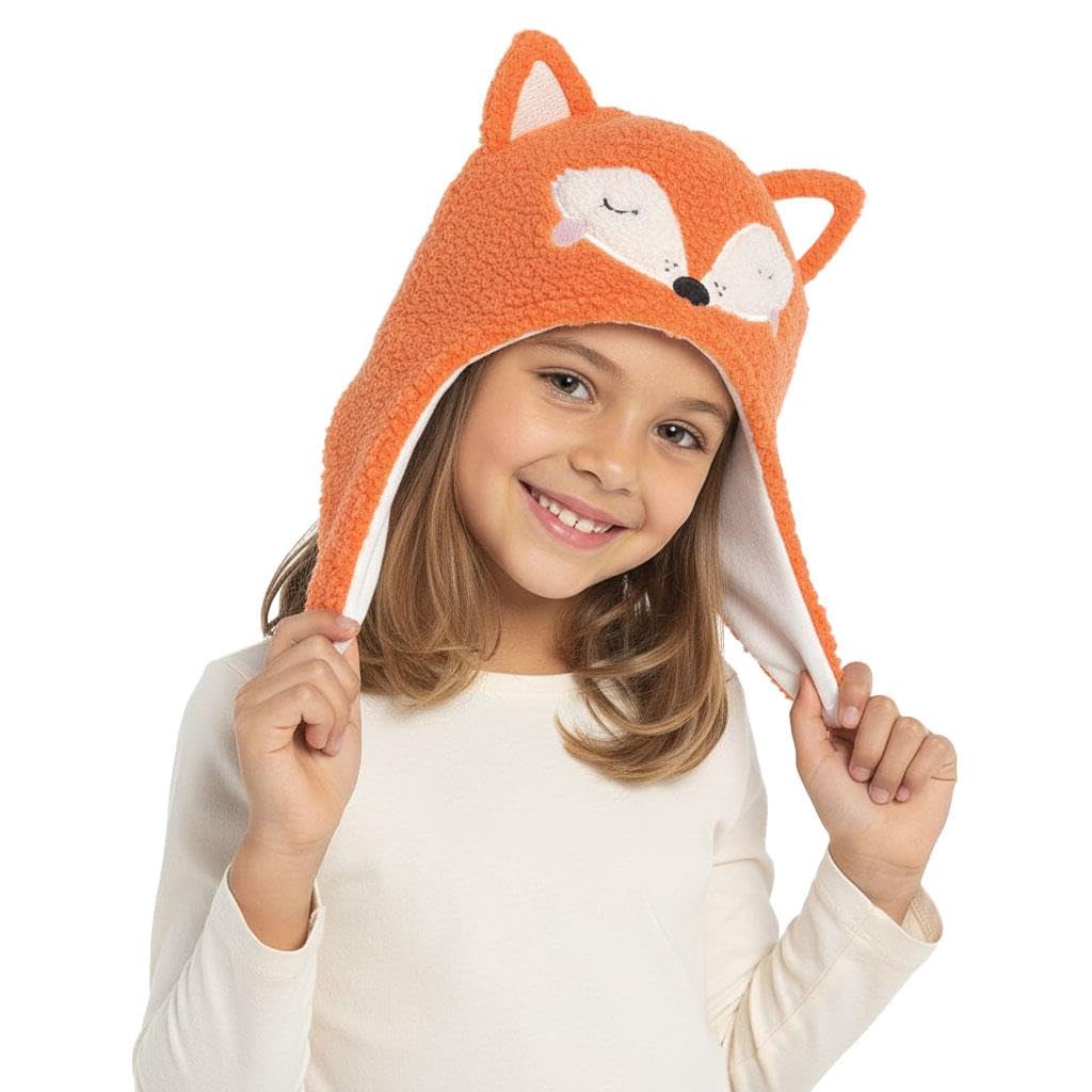 A2z 4 Kids Girls Fox Boys Hat Animal Novelty Earflap Beanie Lightweight Winter - Hat Kh1031 10-13