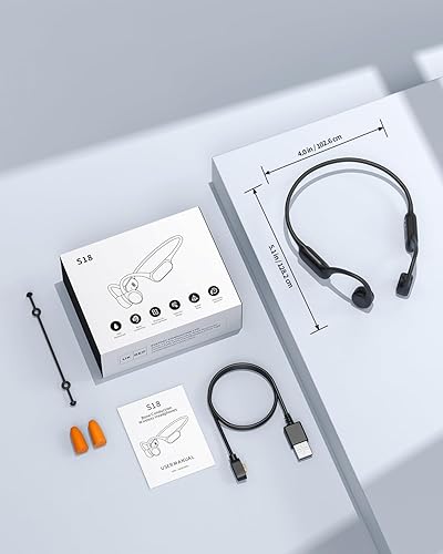 Miniatura 8 de PSIER Auriculares de conducción ósea IPX8 impermeables para natación, auriculares abiertos con modo MP3, memoria de 32 GB, hasta 8 horas de