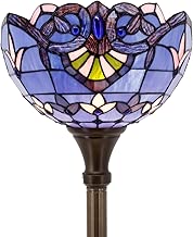 Tiffany Style Torchieres Floor Lamp Table Desk Standing Lighting Blue Purple Baroque Wide 12 Tall 66 Inch Lavender Stained Glass Lampshade for Living Room Bedroom Antique Set S003C WERFACTORY - coolthings.us