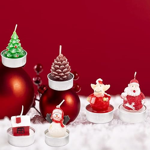 Miniatura 6 de 6 velas grandes de Navidad con aroma a Papá Noel velas de té blanco velas de copo de nieve para árbol de Navidad regalos para decoración de Navidad