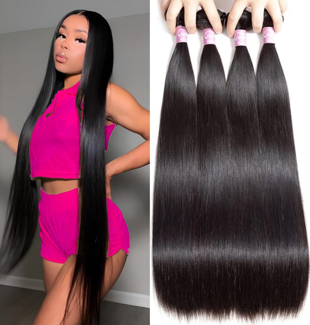 Amazon.com : Straight Hair Bundles Human Hair 4 Bundles 18 