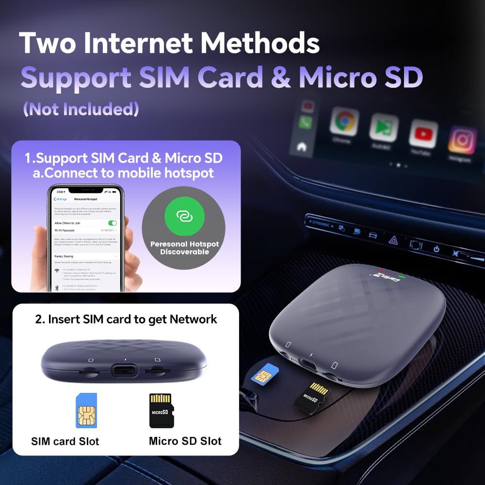 Carlinkit CarPlay AI Box Android 13.0 sem fio CarPlay e adaptador