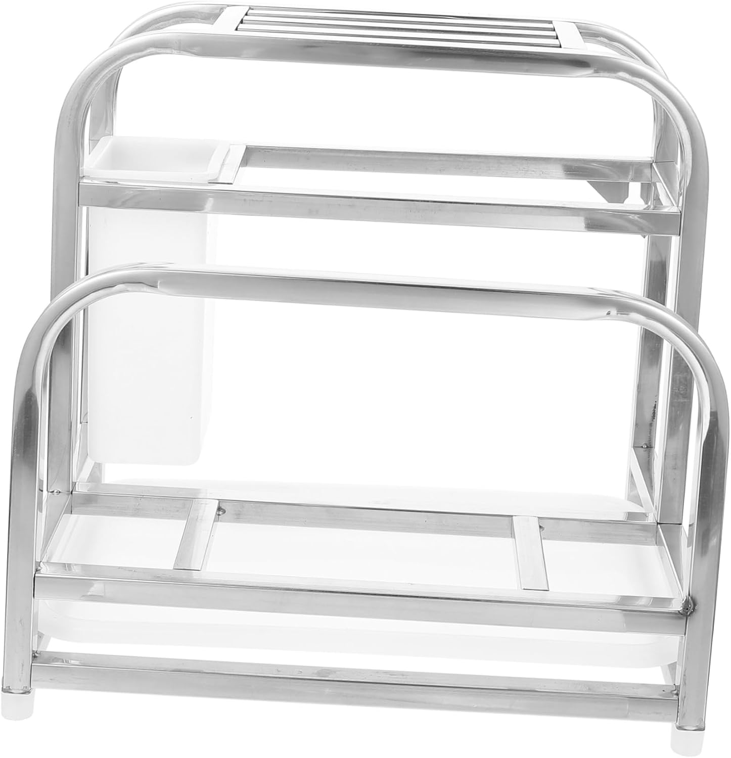 Multi Purpose Kitchen Storage Rack with Rounded Edges Cutting Board Frame and Chopsticks Holder Organizer for Countertop Peeler and Sponge Stand
