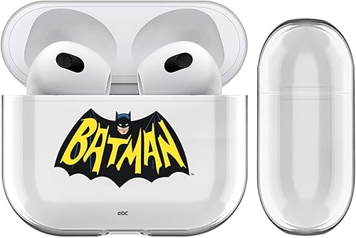 Head Case Designs Funda de carga de cristal duro transparente con licencia oficial de la serie de TV de Batman, compatible con Apple AirPods 3 de 3ª