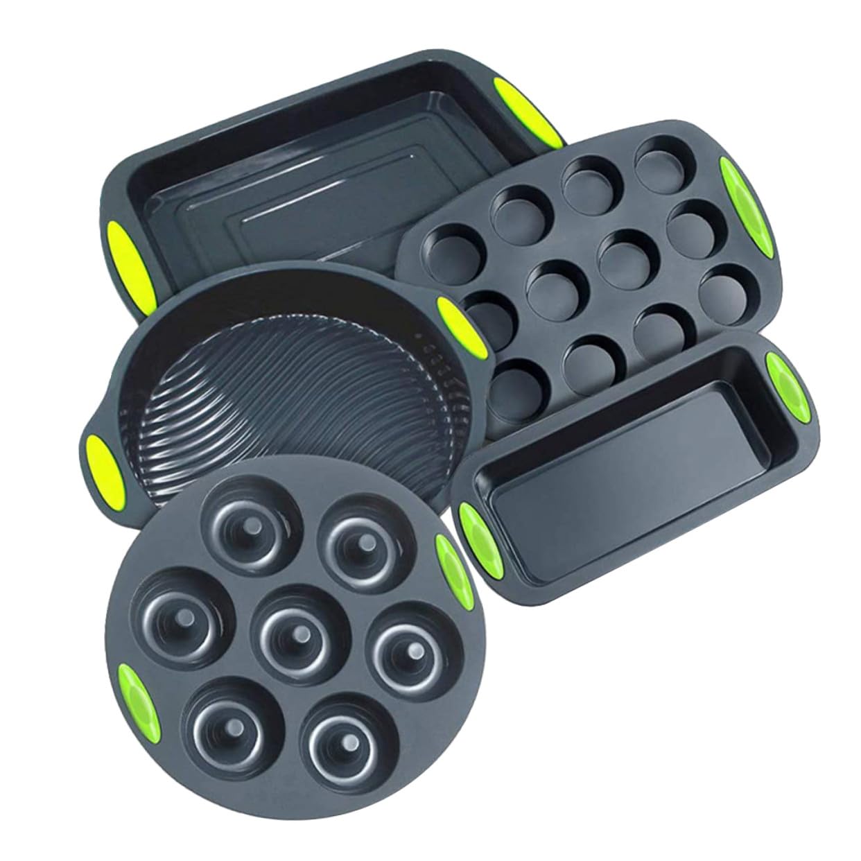 Homoyoyo Set de 5 Moldes de Silicona para Hornear Bizcochos, Resistentes al Calor y Flexibles, Ideales para Repostería en Cocina