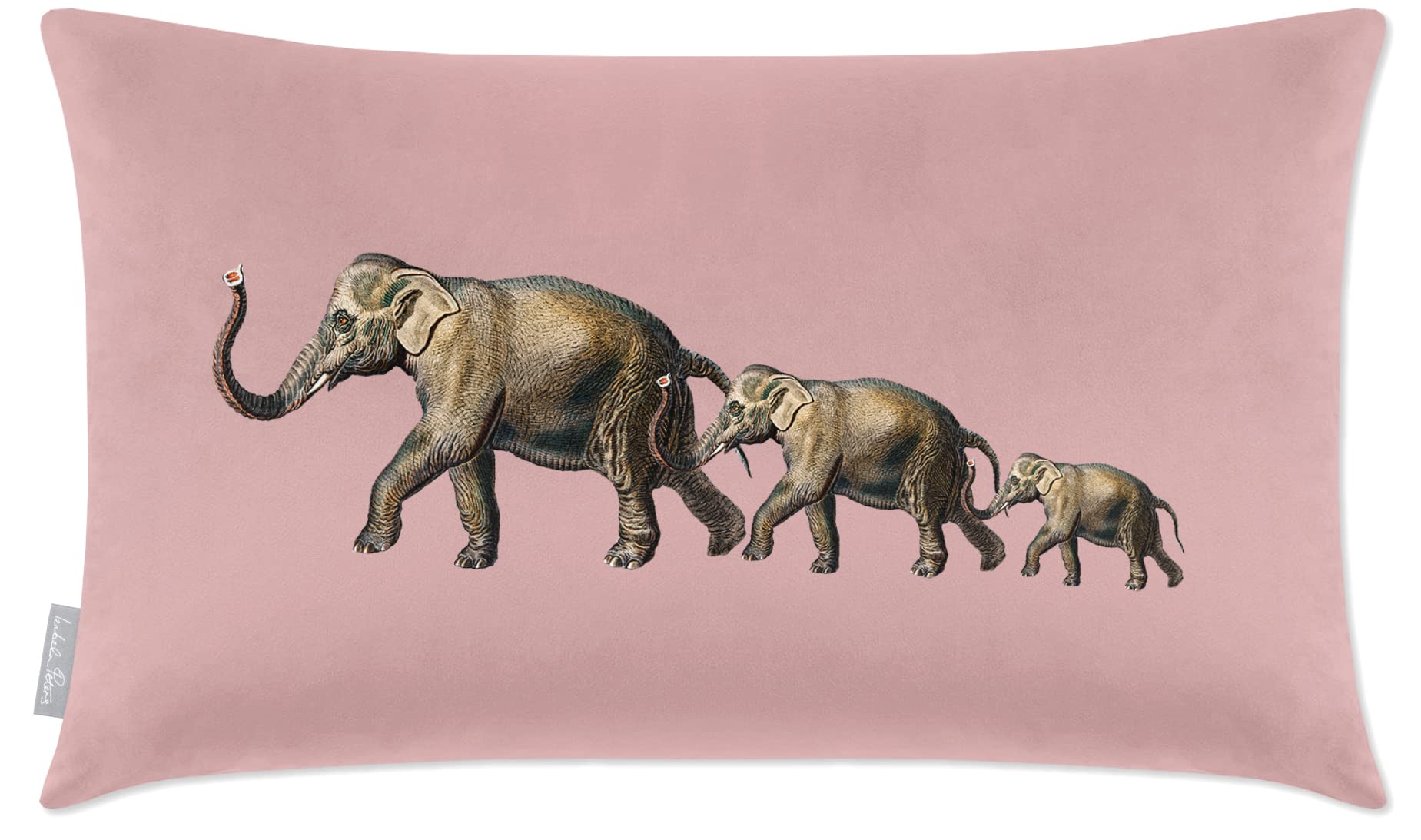 Izabela Peters Rosewater Cushions With Covers Included, Filled Cushion, Eco-Friendly Velvet Cushions, 50 X 30 Cm, Elephants - Chair Cushions, Sofa Cushions, Seat Cushions