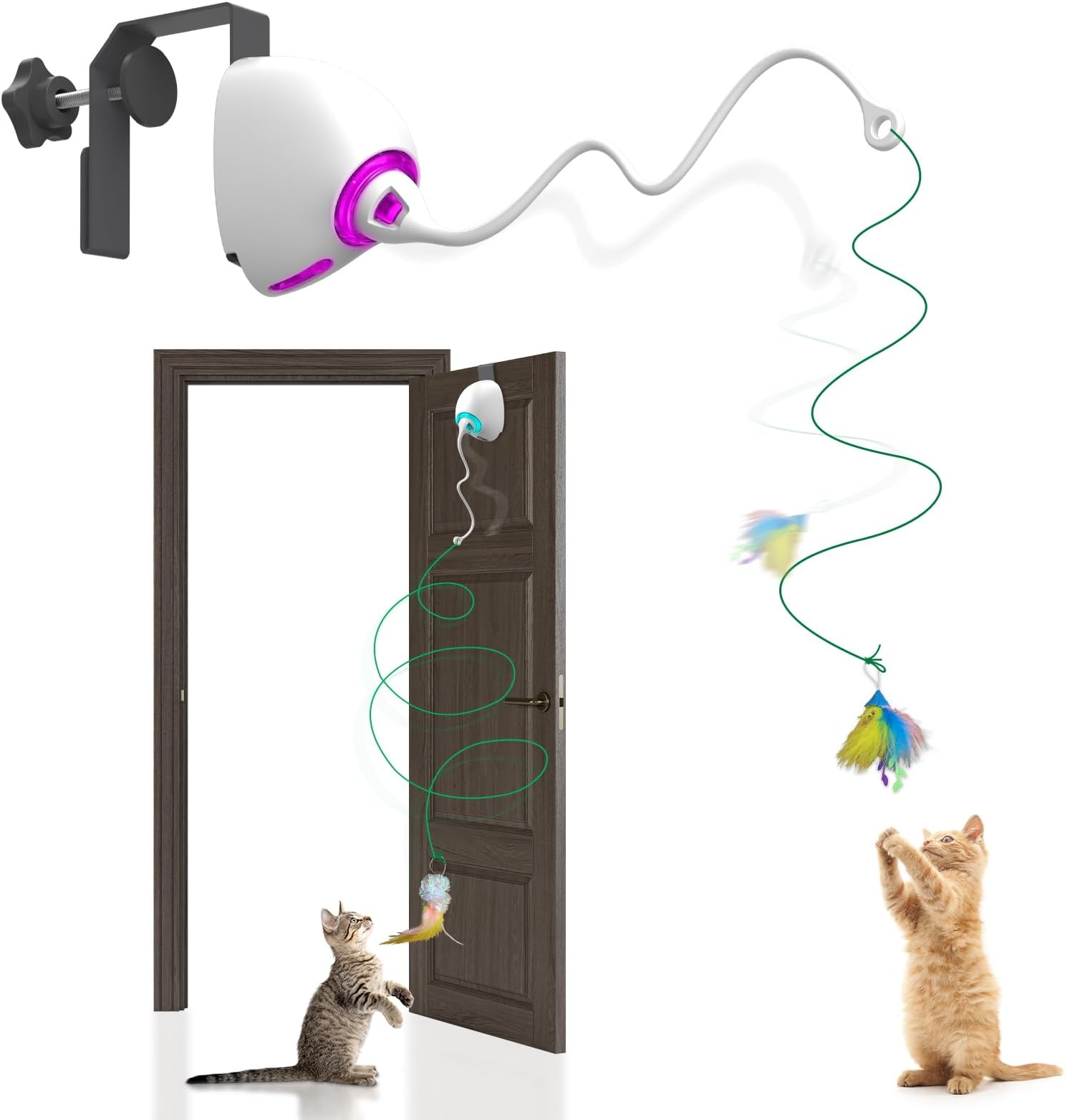 Interactive Cat Feather Toys, Hanging Electric Cat Toys for Indoor Cats, Retractable Cat Teaser Toy, Exercise Kitten Toys, Automatic Cat Toy